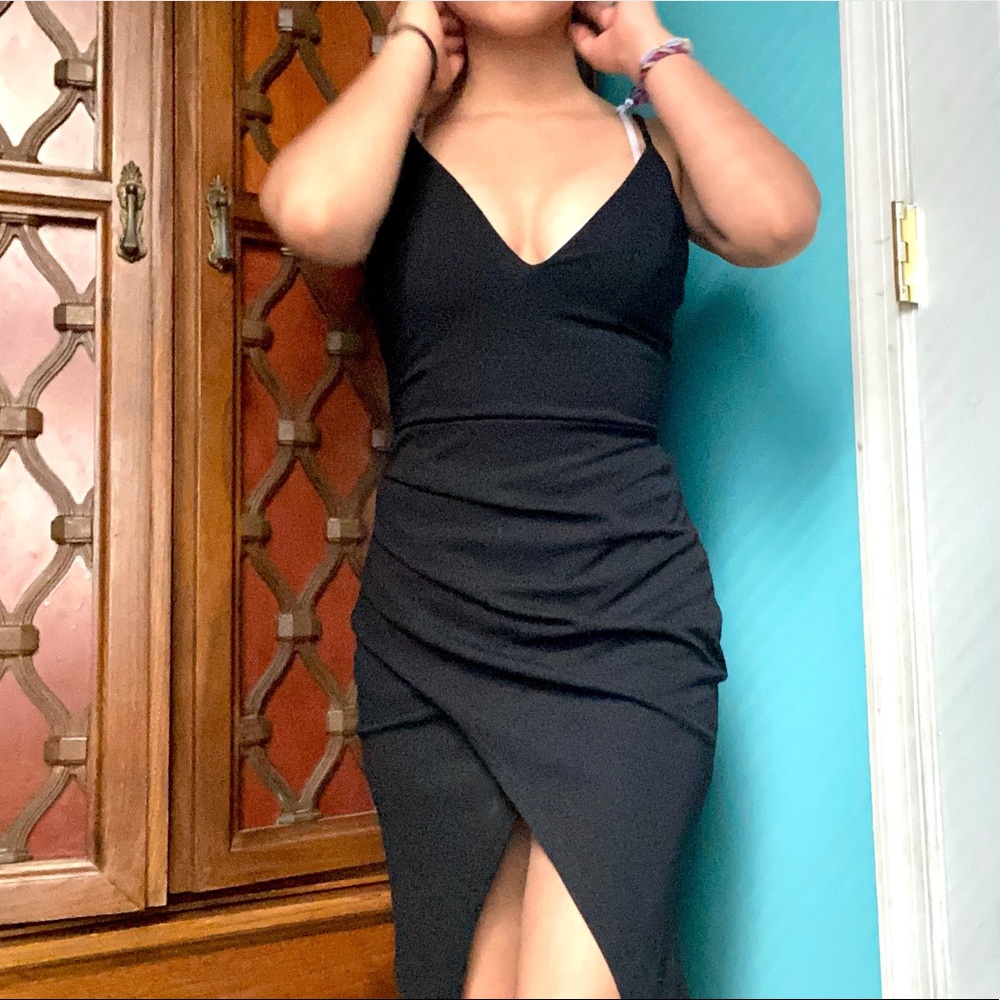 TRAC asymmetrical black dress